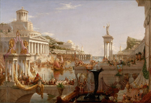 Ancient Greek or Roman city demonstrating success in business
