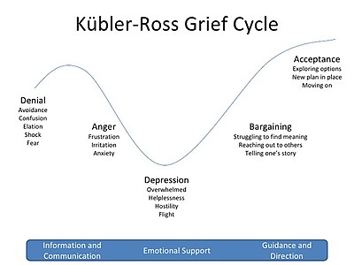 Graph illustrating the Kumbler-Ross grief cycle